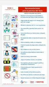 RECOMENDACIONES PARA LA PRACTICA DEL TENIS